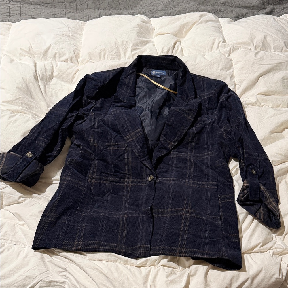 Democracy Dark Plaid Corduroy Blazer